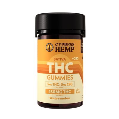 Cypress Hemp 1:1 Live Resin THC+CBG Gummies - Sativa Watermelon (30ct)