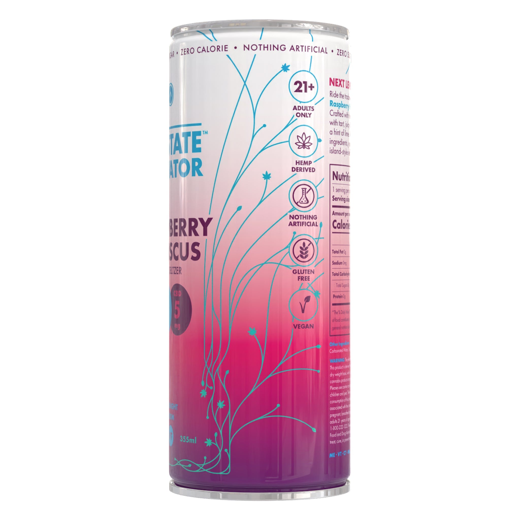 Upstate Elevator Raspberry Hibiscus THC Seltzer can side