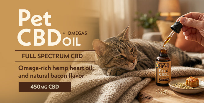 Cypress Hemp Pet CBD Omegas Oil bacon flavor cat lifestyle 450mg