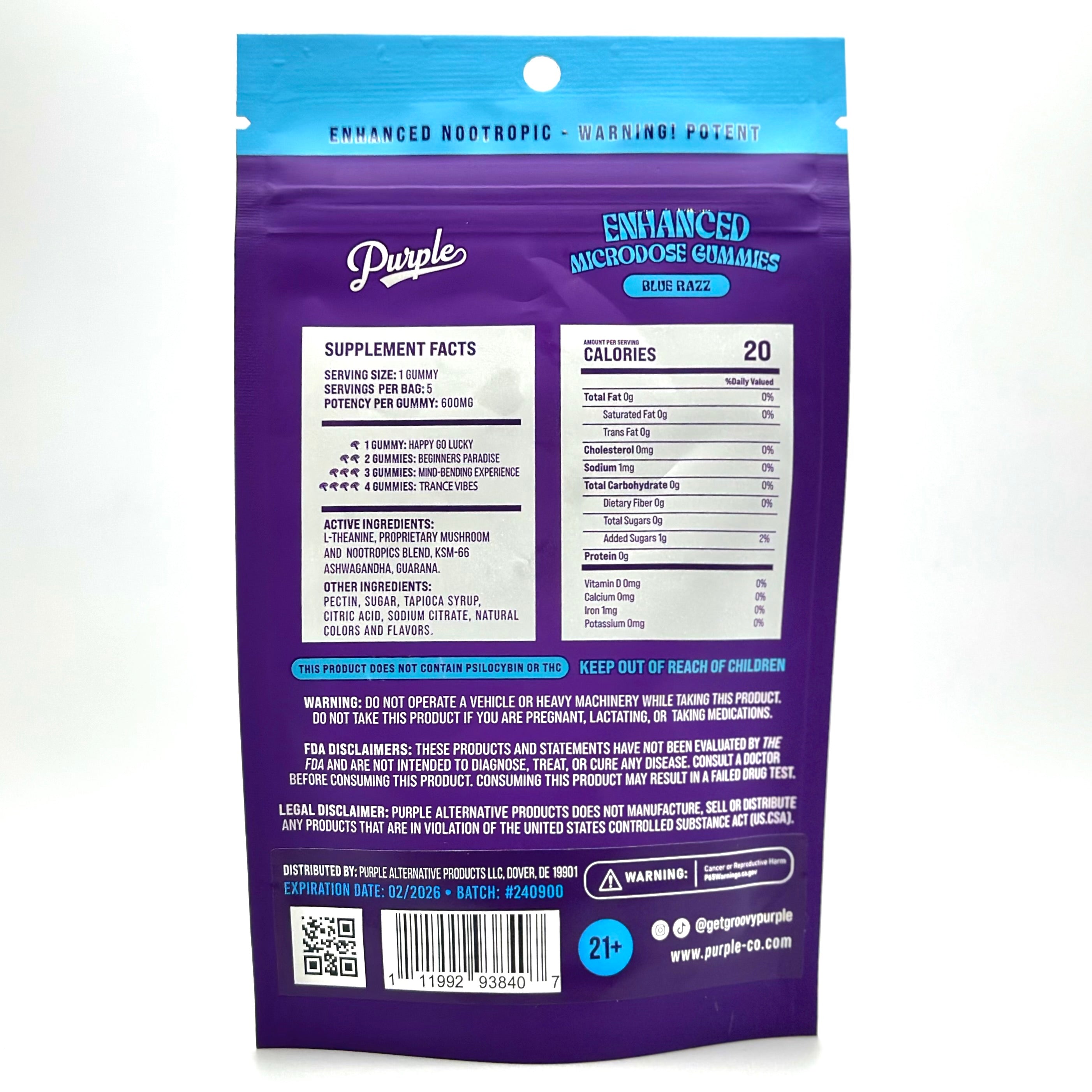Purple Euphoric Mushroom Gummies | Blue Razz