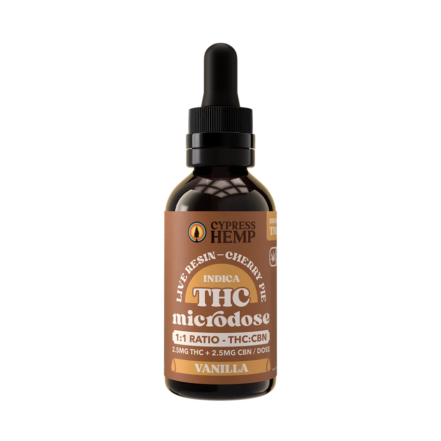 Cypress Hemp 2.5mg Live Resin THC+CBN Microdose Oil | Indica Vanilla (30mL)