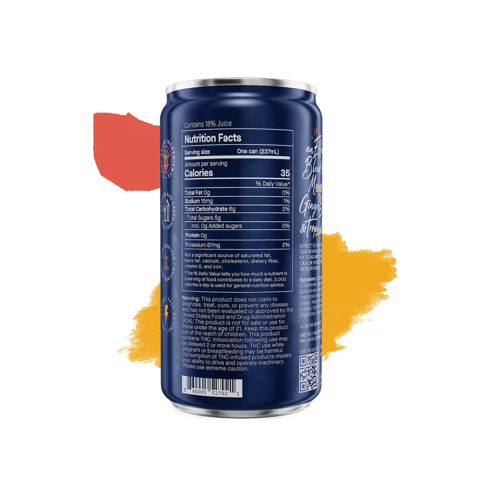 Artet Mango Ginger Spritz nutrition facts and ingredients back panel