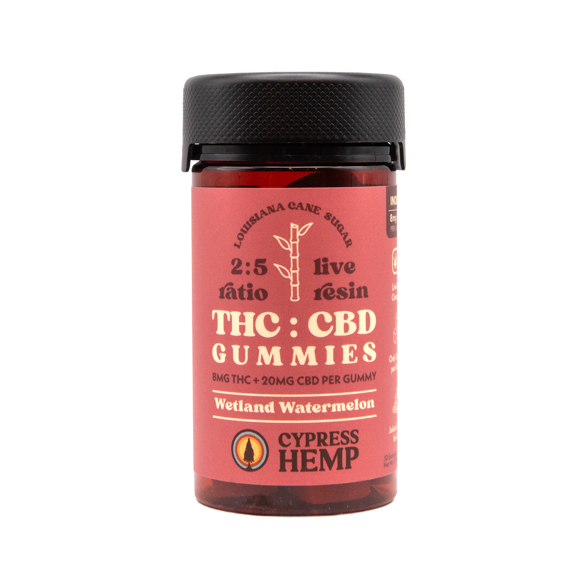 Cypress Hemp 2:5 Live Resin THC+CBD Gummies - Indica (30-Count) - front package