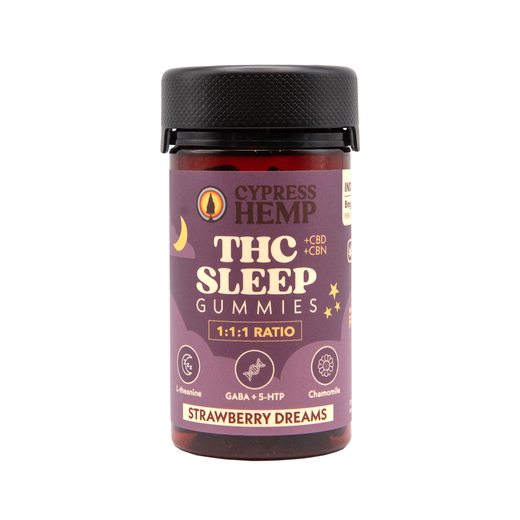 Cypress Hemp 1:1:1 THC+CBN+CBD Sleep Gummies - Indica (30-Count) - front package