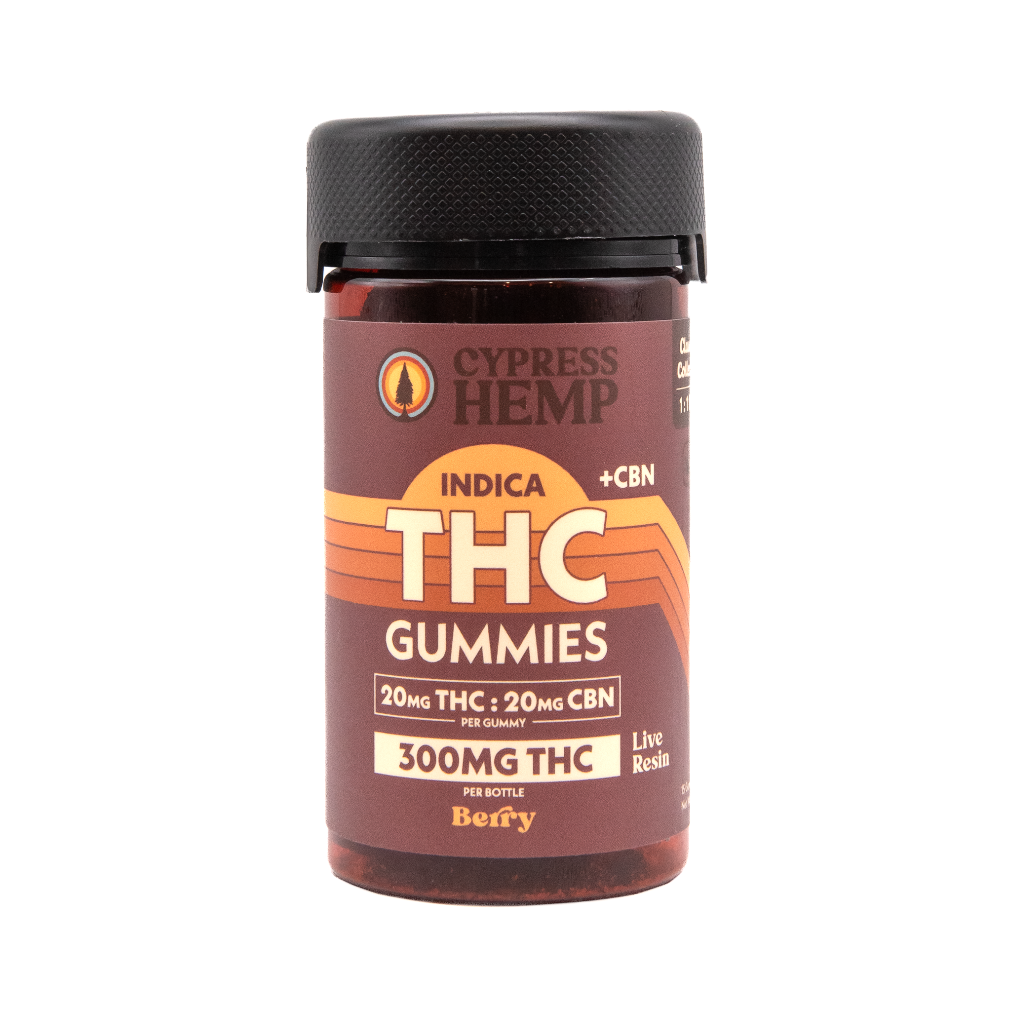 Cypress Hemp 1:1 Live Resin THC+CBN Gummies - Indica (15-Count) - front package