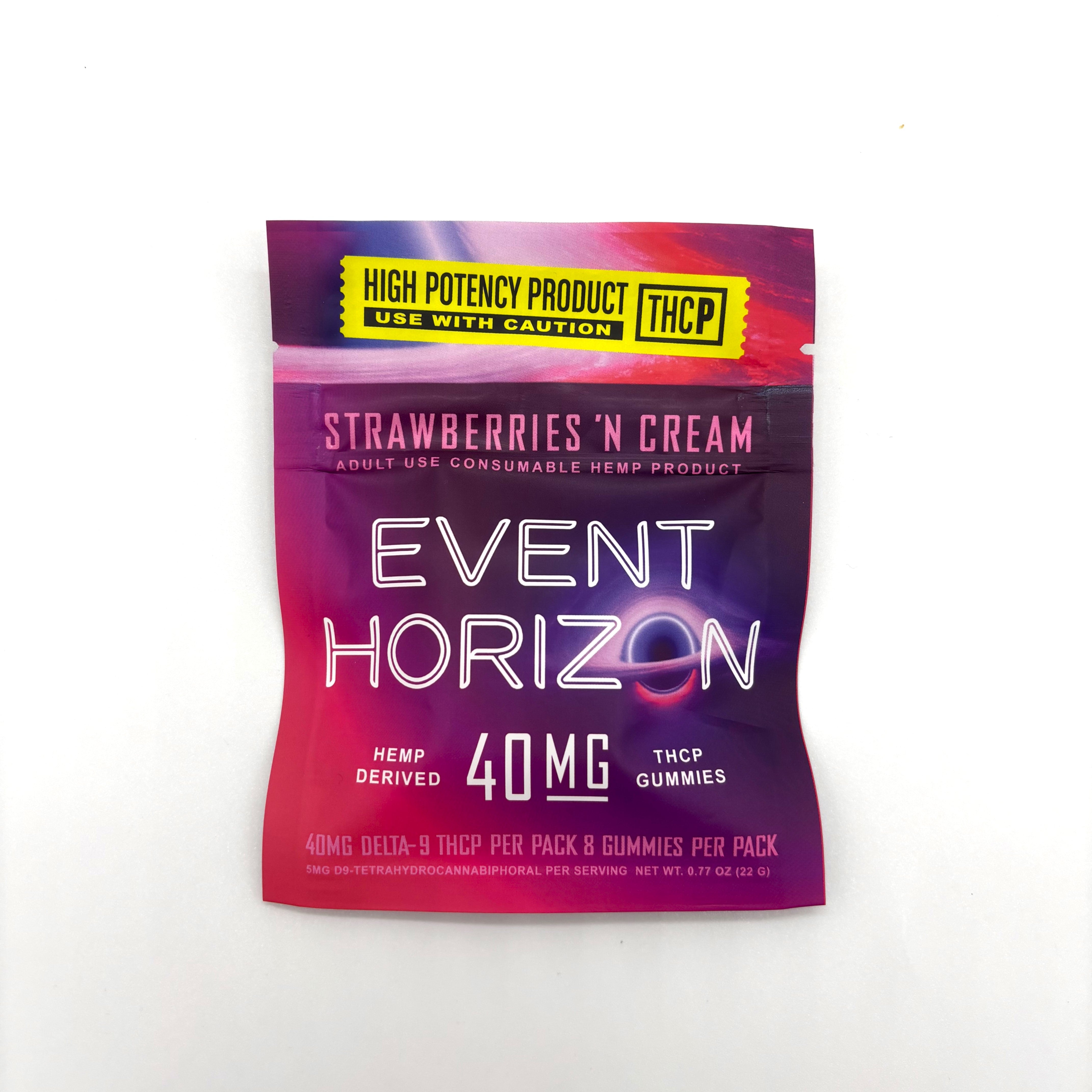 Event Horizon Strawberries N Cream THCp gummies box