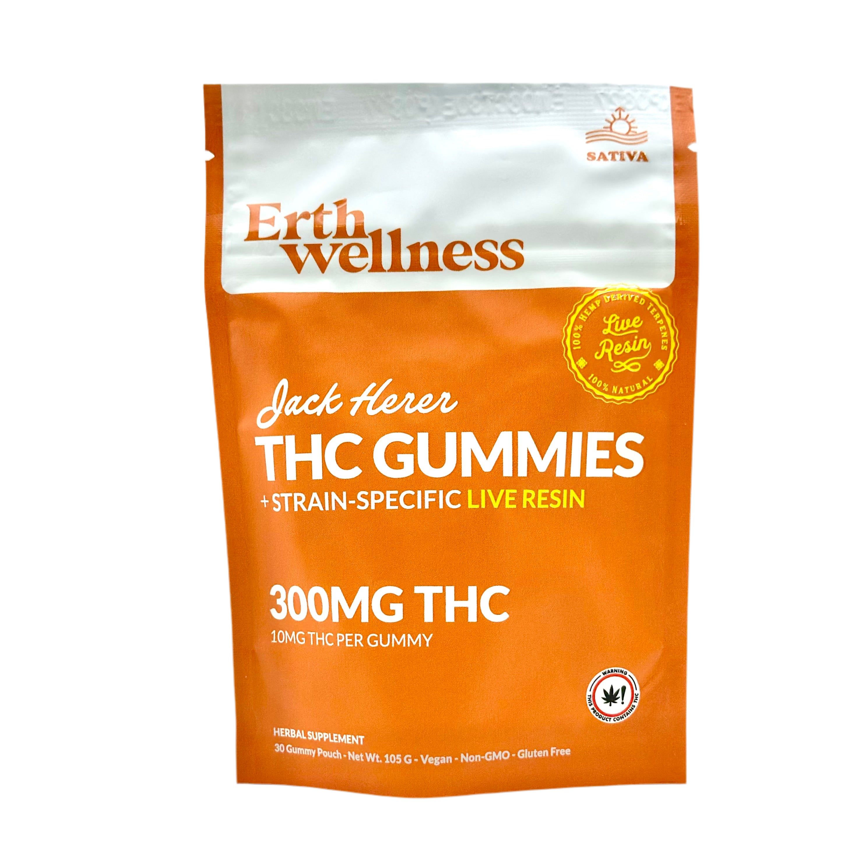 Erthwellness Jack Herer THC Gummies 10mg D9 Sativa (30-count) - front package