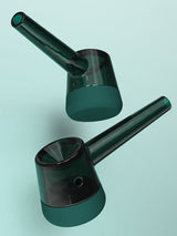 Vessel Forge Emerald glass pipe angled view with translucent green finish