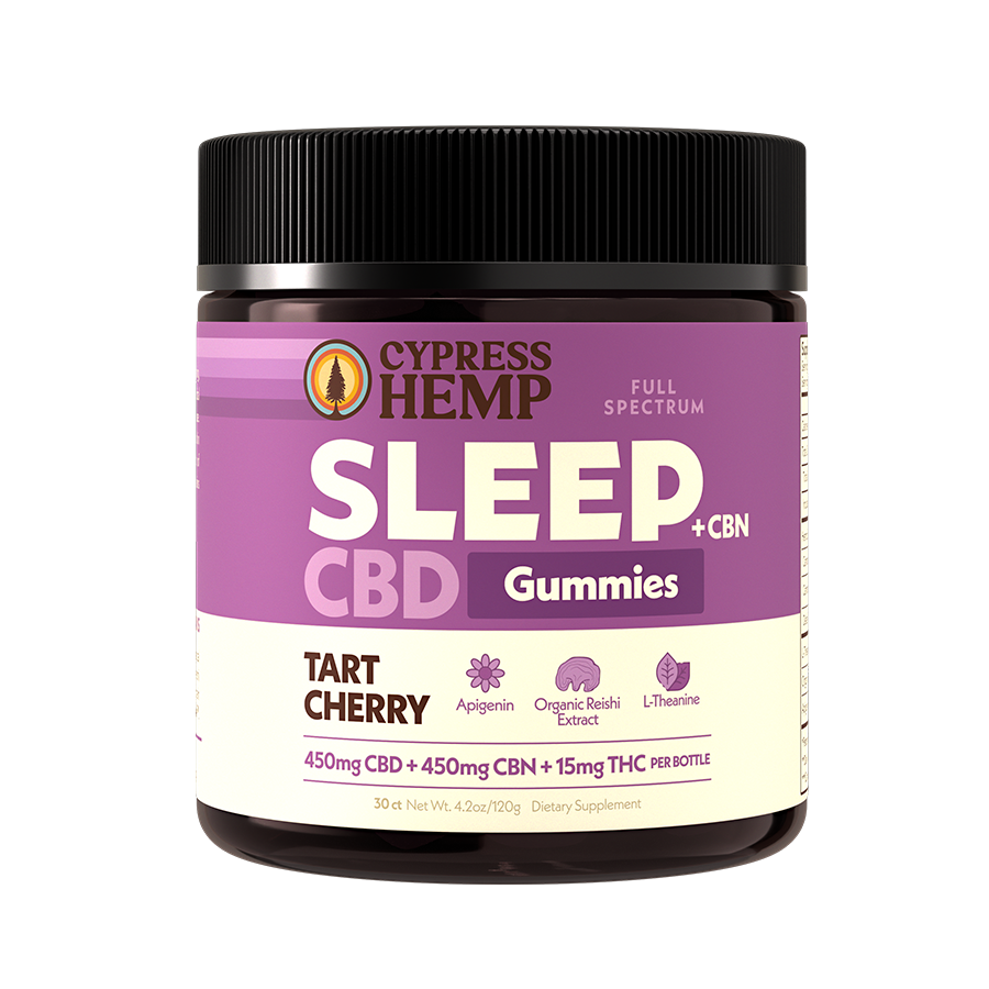 Cypress Hemp Sleep CBD CBN Gummies Tart Cherry front label