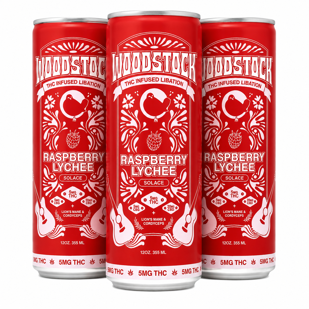 Woodstock 5mg THC+CBG+CBD Seltzer | Raspberry Lychee