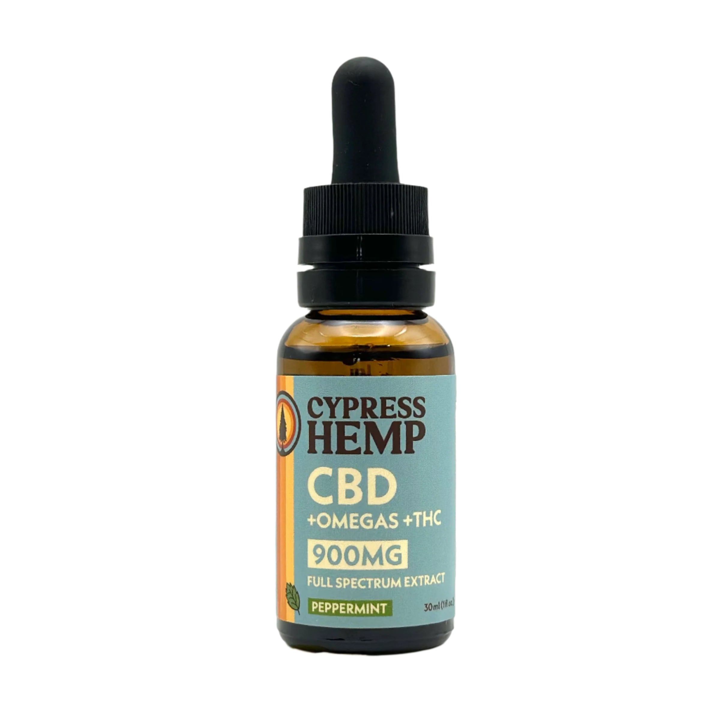 Cypress Hemp 900mg Full Spectrum CBD+Omegas+THC Oil | Peppermint (30mL)
