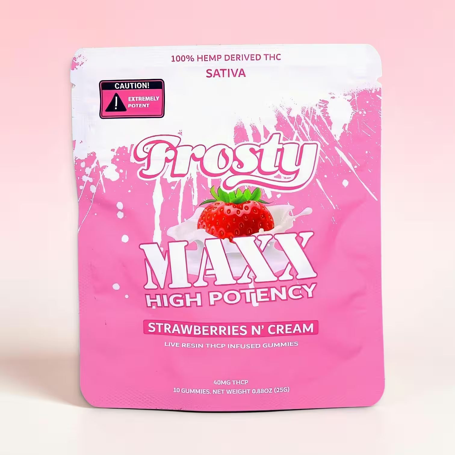 Frosty Maxx Strawberries N Cream THCp gummies pouch second angle
