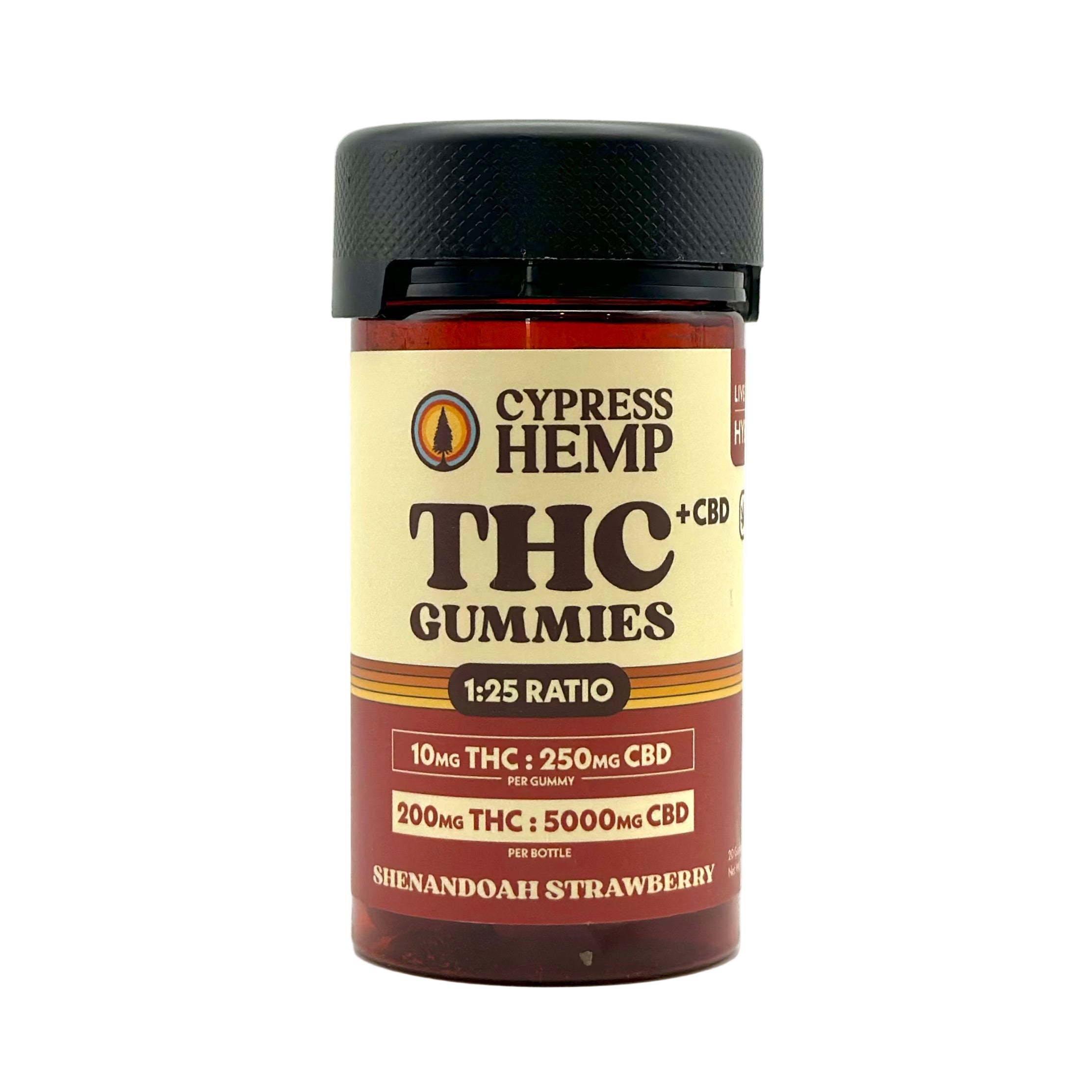 Cypress Hemp 1:25 Live Resin THC+CBD Gummies - Hybrid (20-Count) - front package