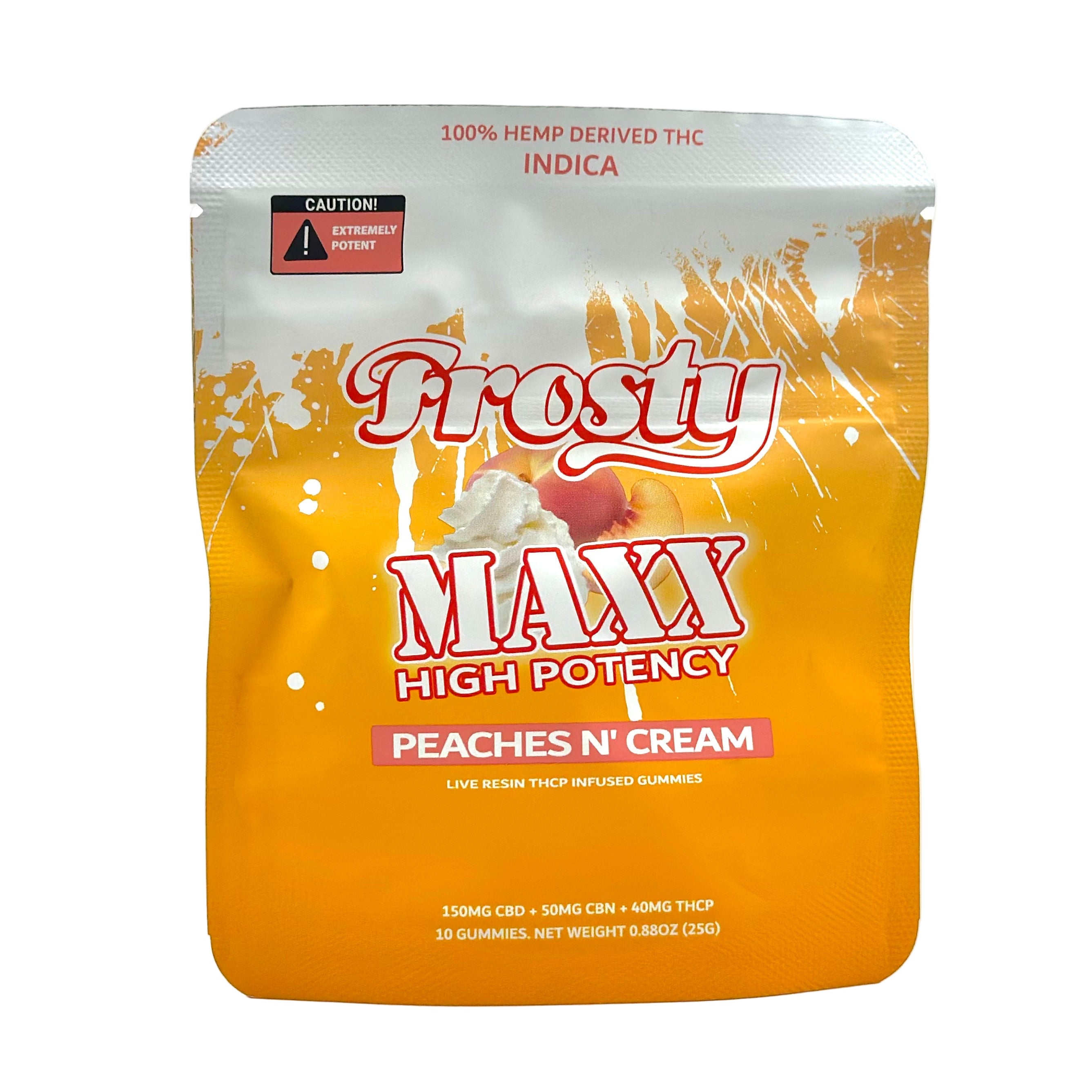 Frosty Maxx Indica THCp Gummies - Peaches N' Cream - front package