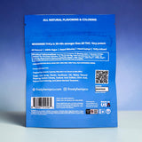 Frosty Maxx Blue Raspberry back label with ingredients and cannabinoid content