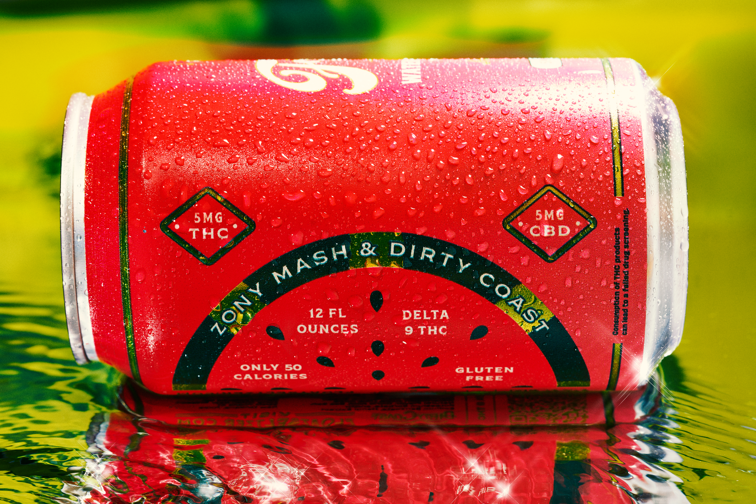 Float Watermelon Margarita THC Seltzer red can 5mg THC 5mg CBD front