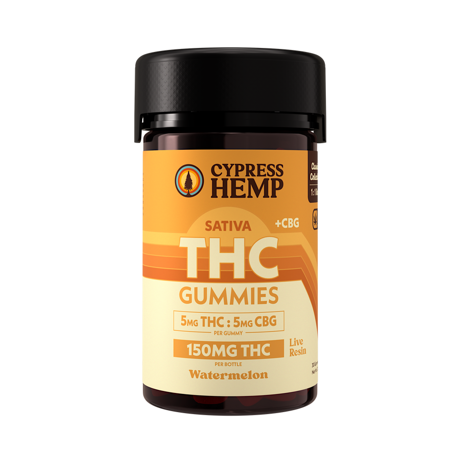 Cypress Hemp 1:1 Live Resin THC+CBG Gummies - Sativa Watermelon (30ct)