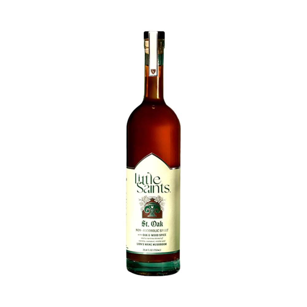 Little Saints St. Oak Non-Alcoholic Bourbon-Style Spirit with Lion's Mane & Reishi - front package