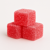Frosty Maxx Watermelon Kush THCp gummies pouch with gummy pieces
