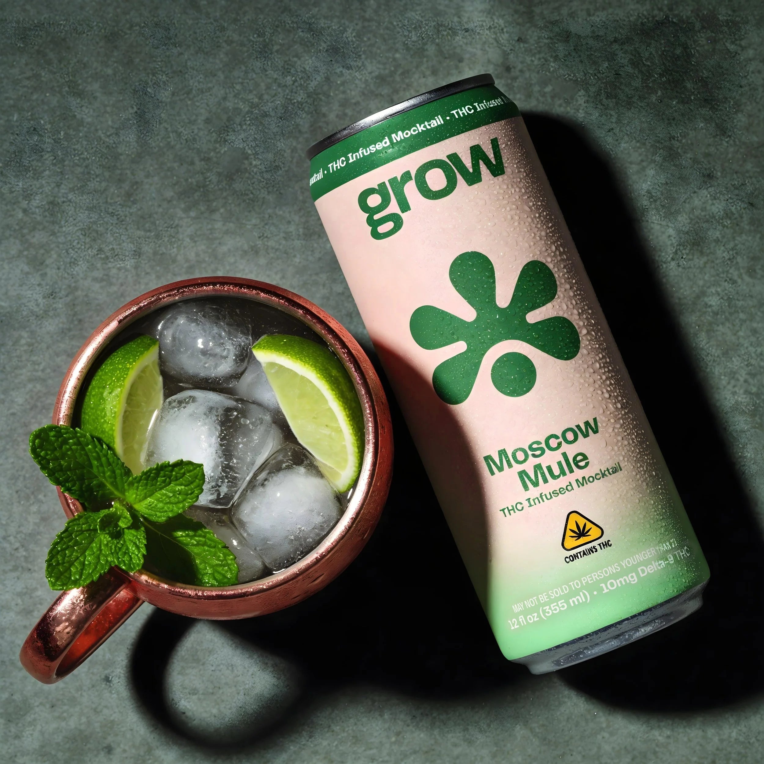 Grow Moscow Mule THC mocktail with ginger and lime