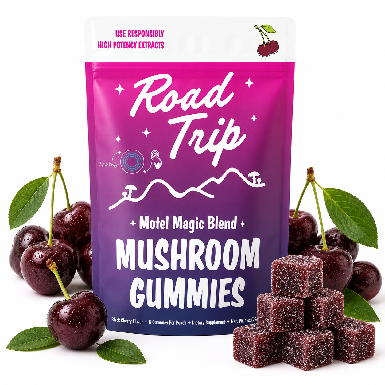 Road Trip Motel Magic Euphoric Mushroom Gummies in Black Cherry, view 3
