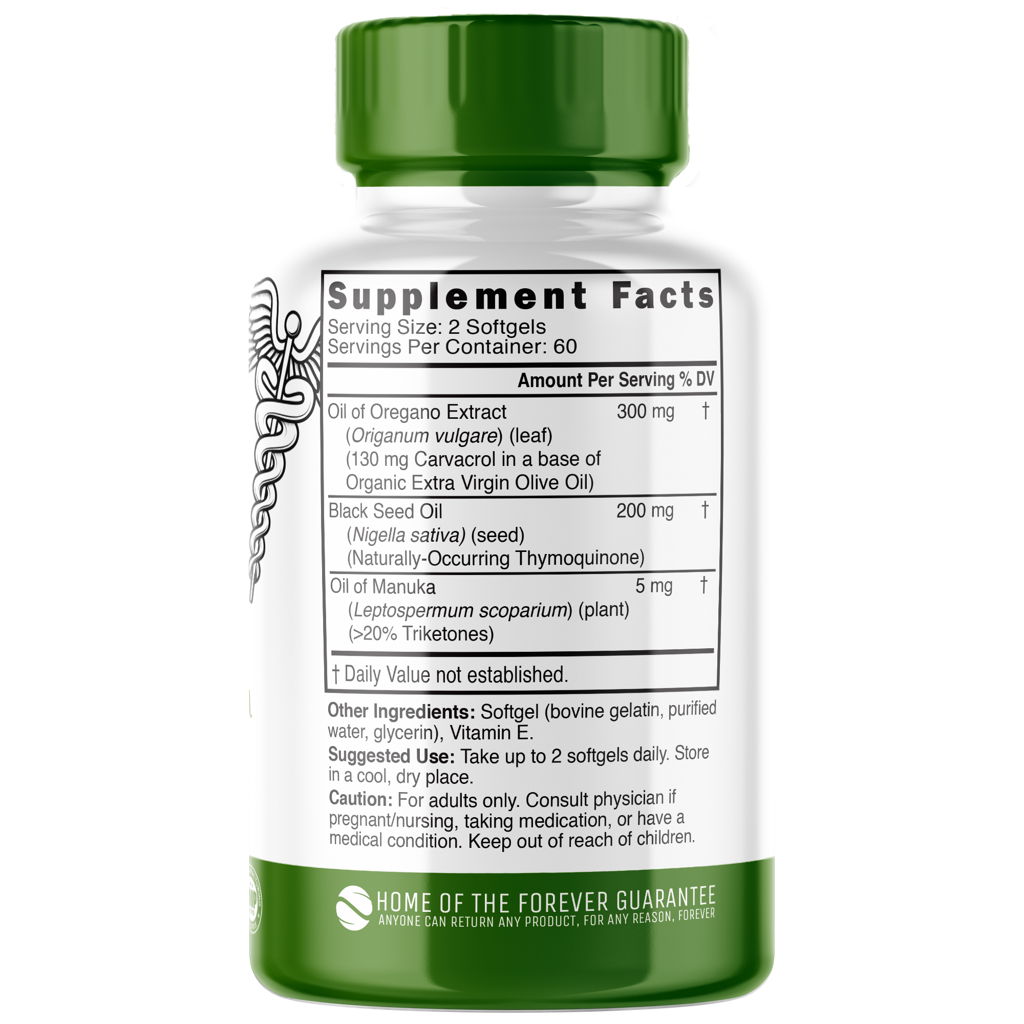 Nutri Oil of Oregano softgels back label