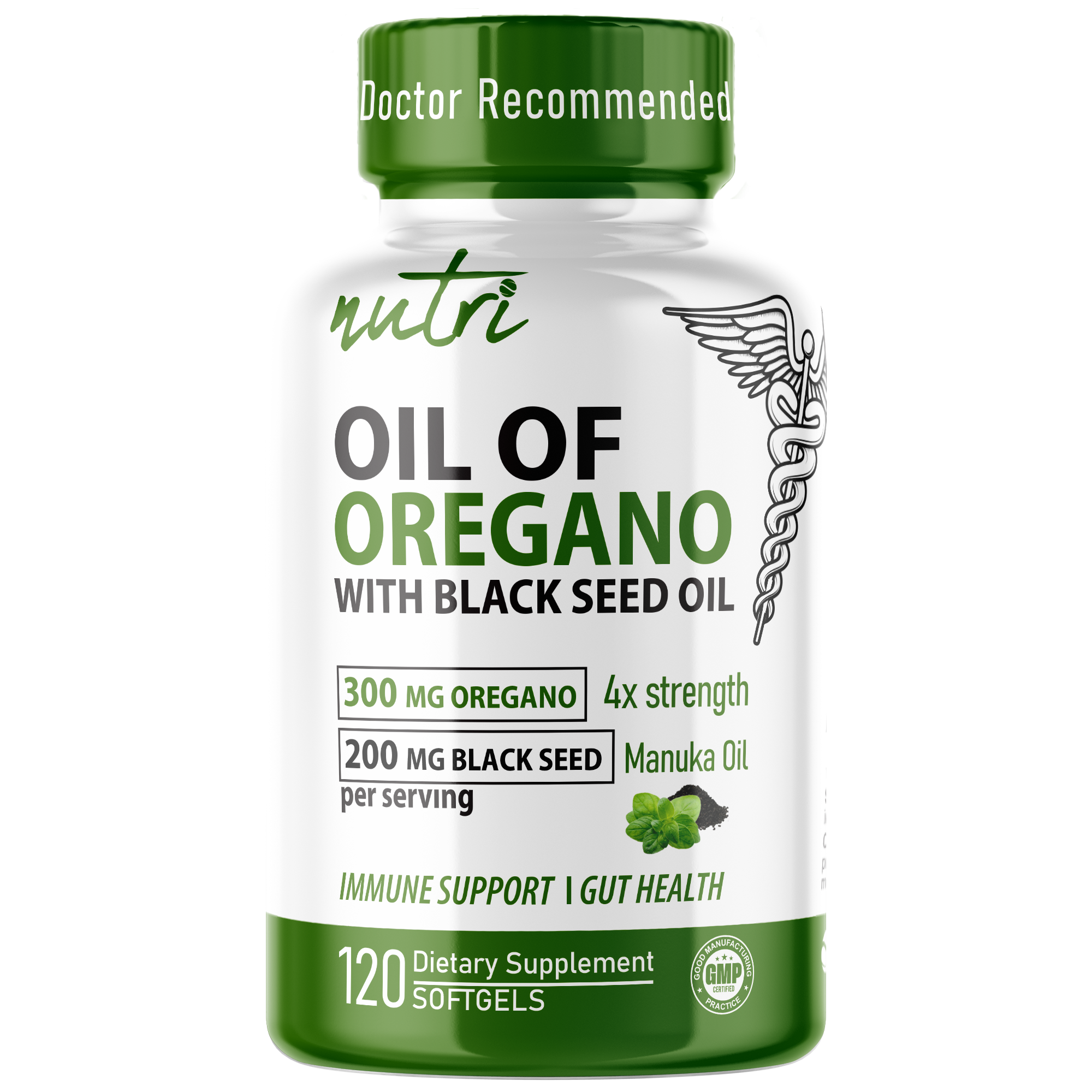 Nutri 500mg Oil of Oregano softgels 120-count front label