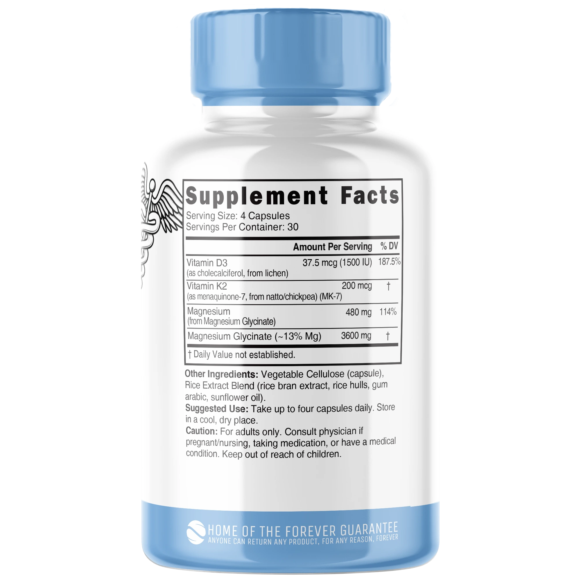 Nutri Magnesium Glycinate D3 K2 back label