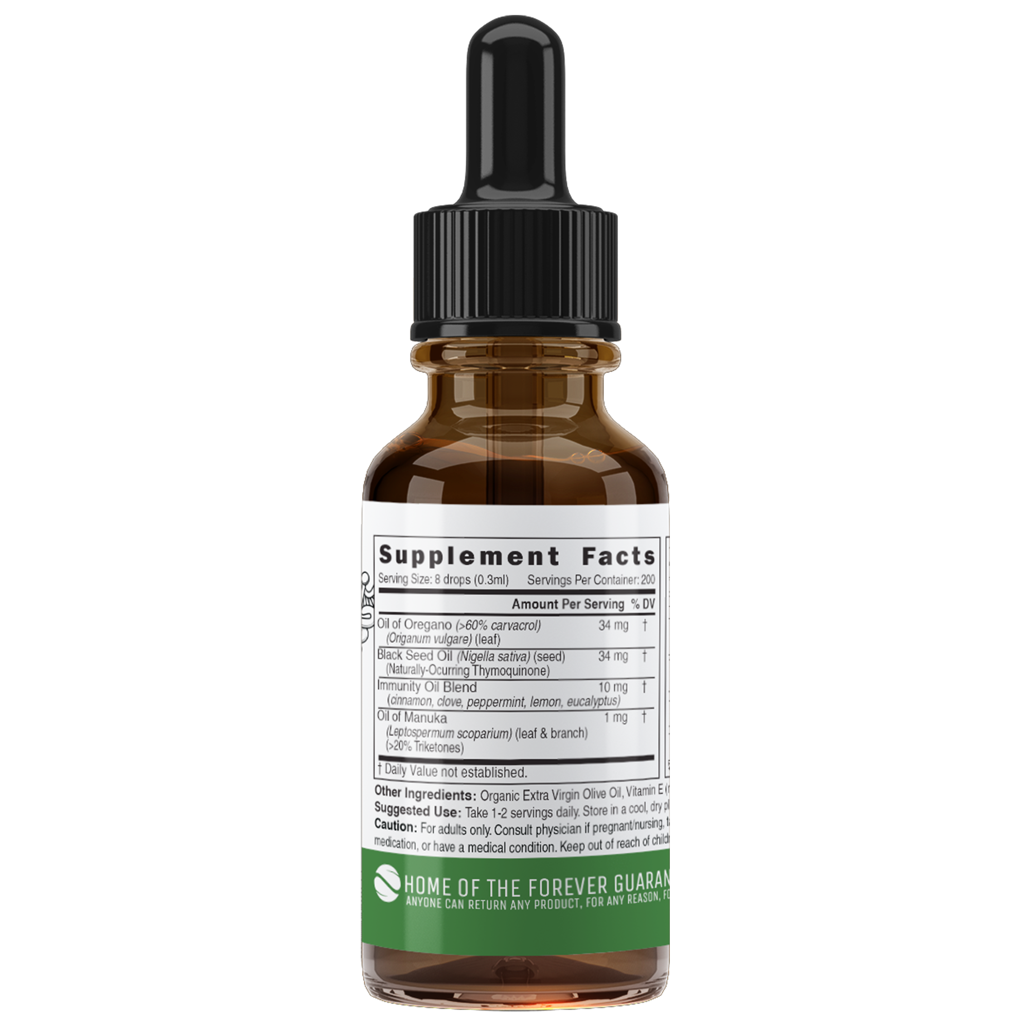 Nutri Oil of Oregano XS tincture back label
