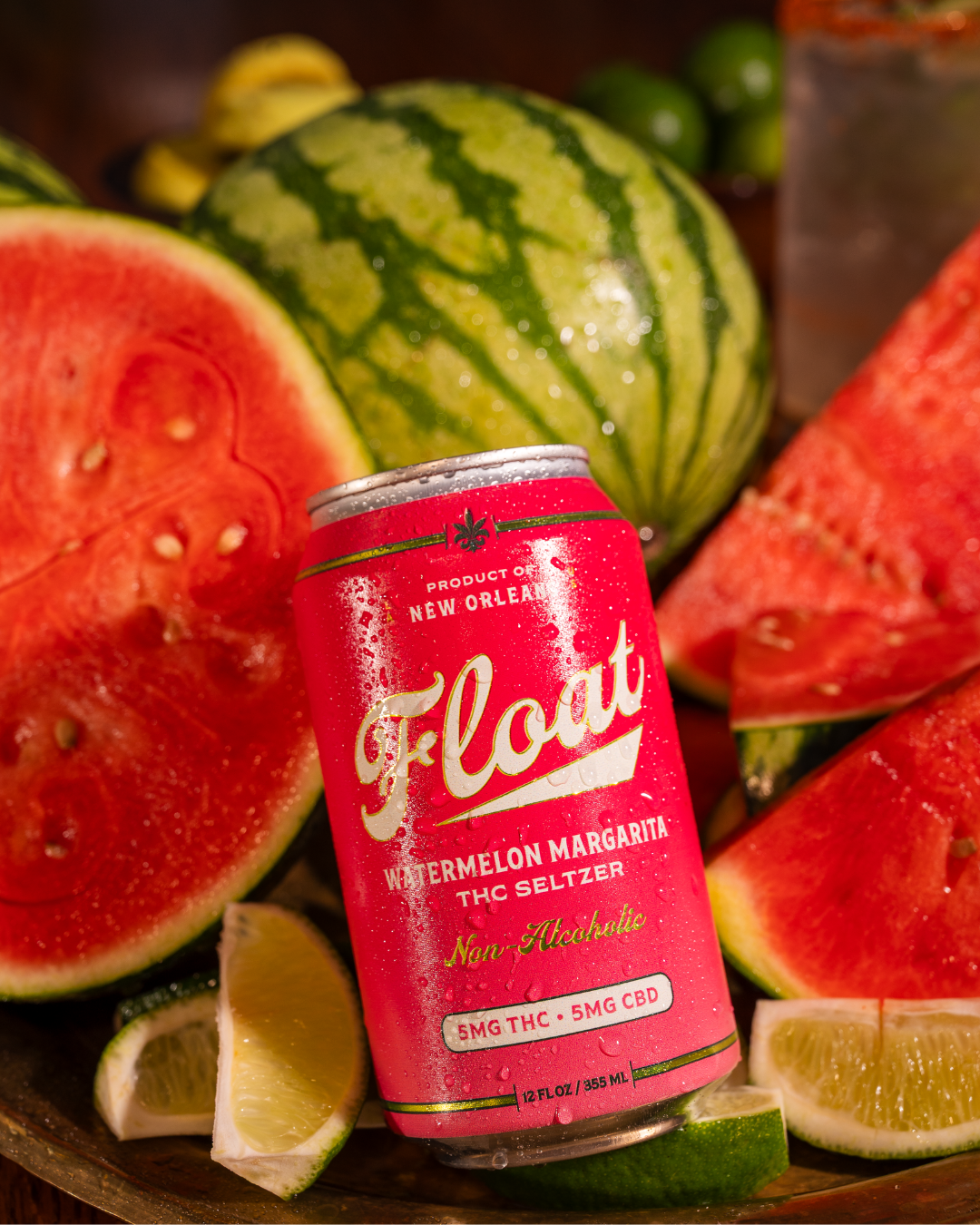 Float Watermelon Margarita THC Seltzer chilled can hero shot