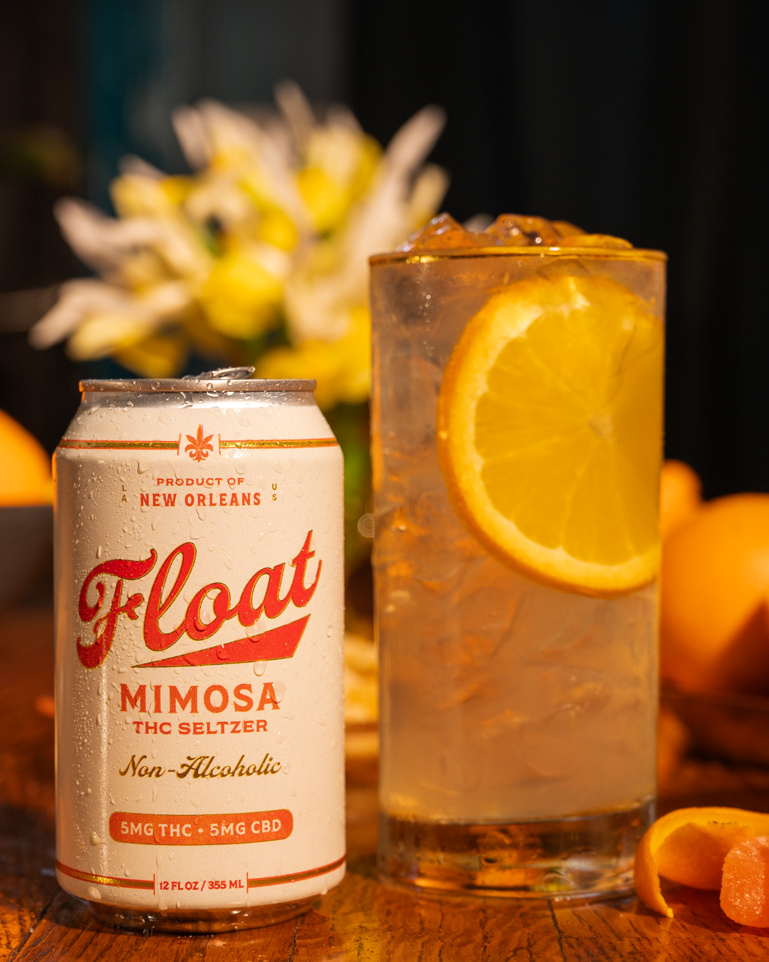Float Mimosa THC Seltzer chilled can hero shot