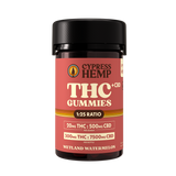Cypress Hemp Watermelon live resin THC+CBD gummies product shot