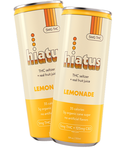 Hiatus Lemonade THC+CBD seltzer can angled view