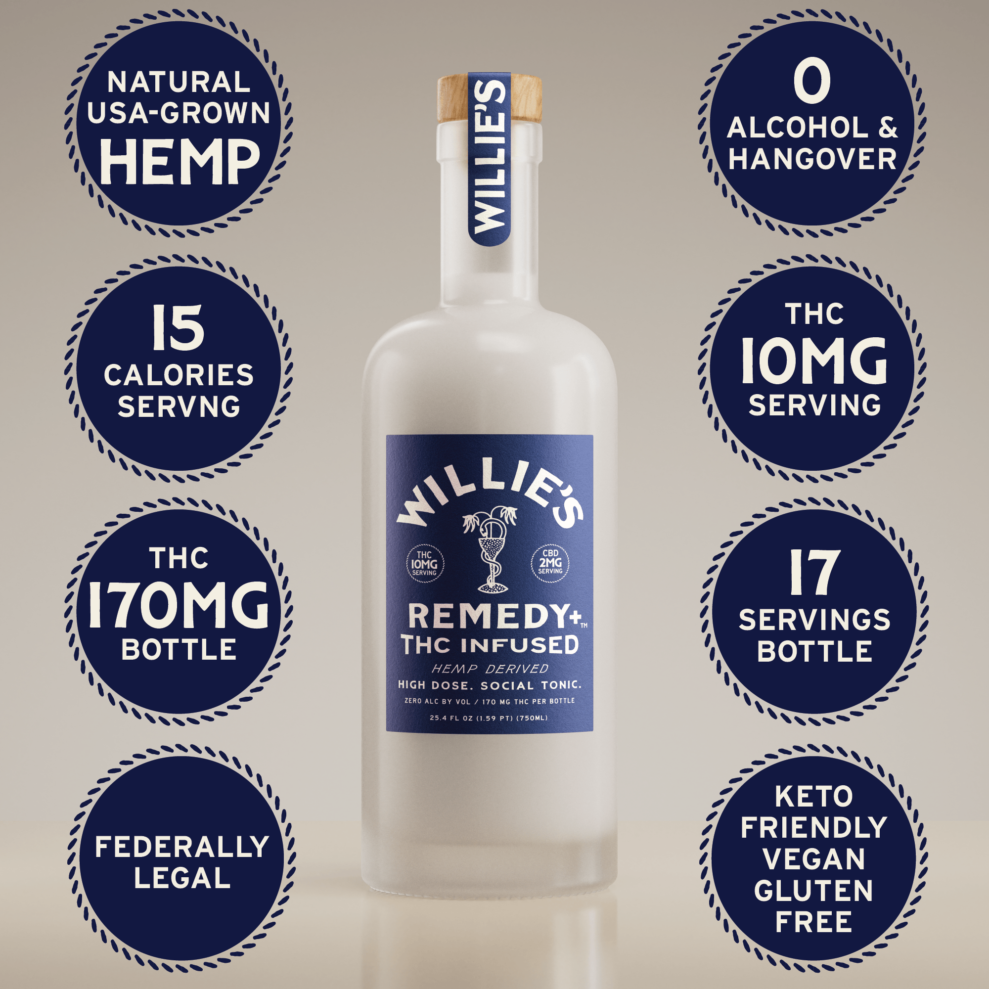 Willie's Remedy 10mg THC Shot | High Dose (750ml)