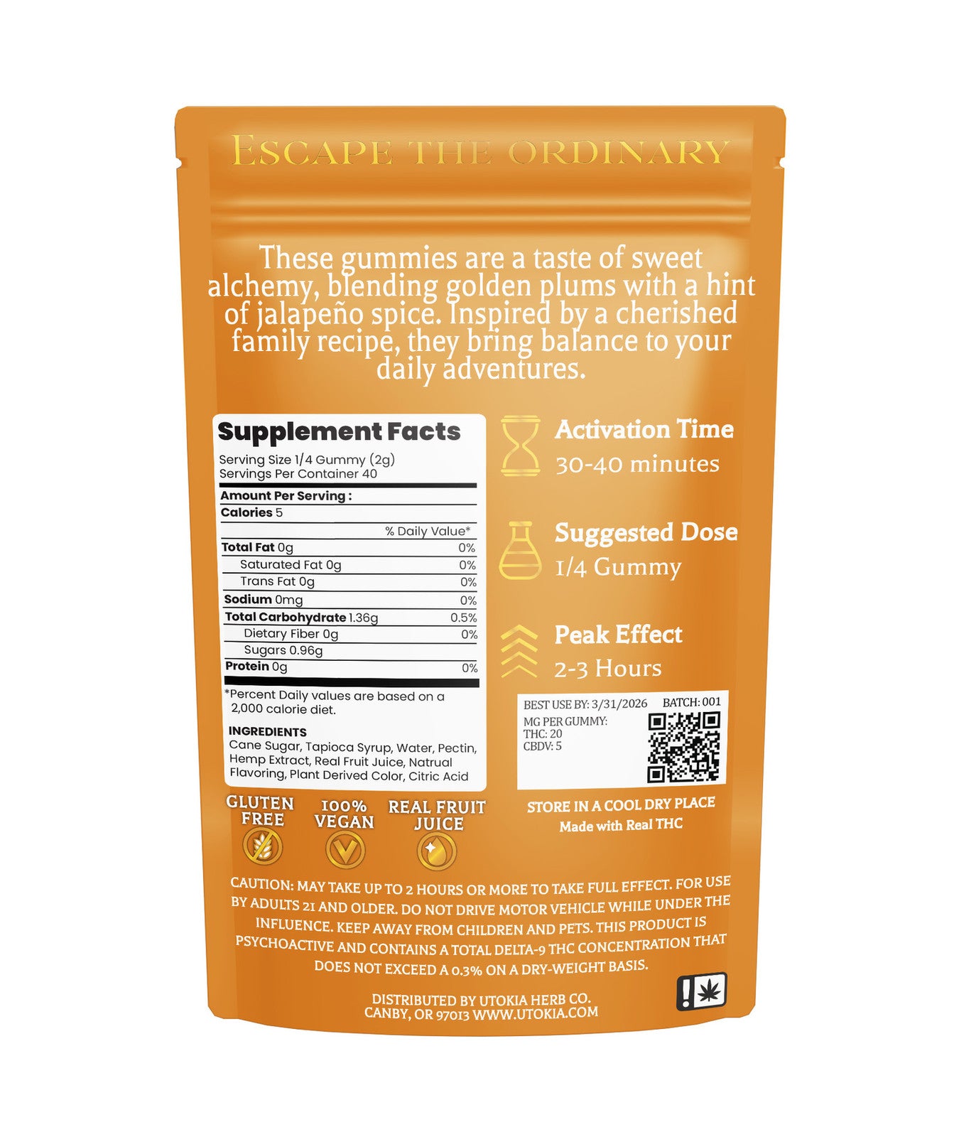 Utokia Golden Plum Jalapeno gummies product shot