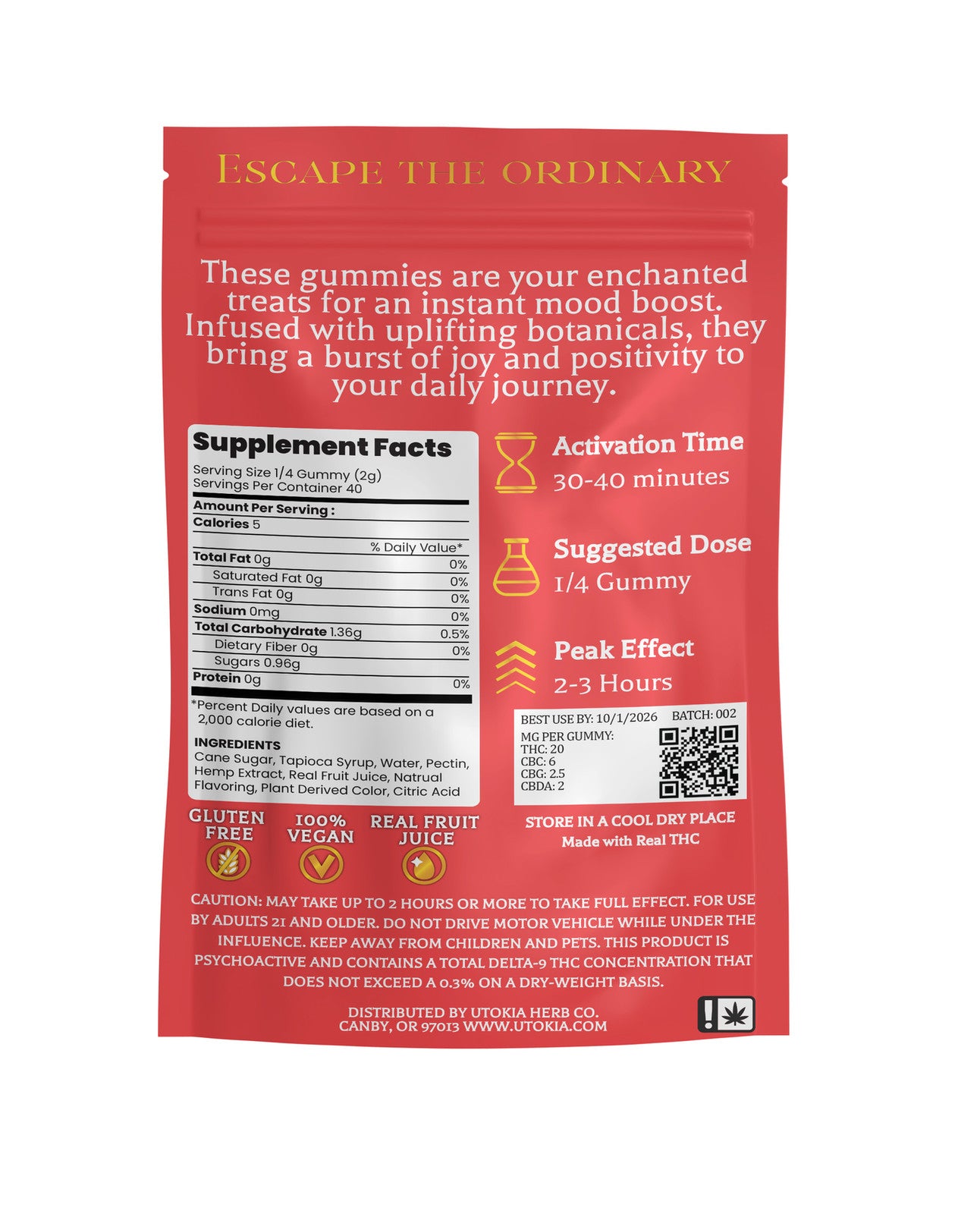 Utokia Watermelon Mood gummies product shot