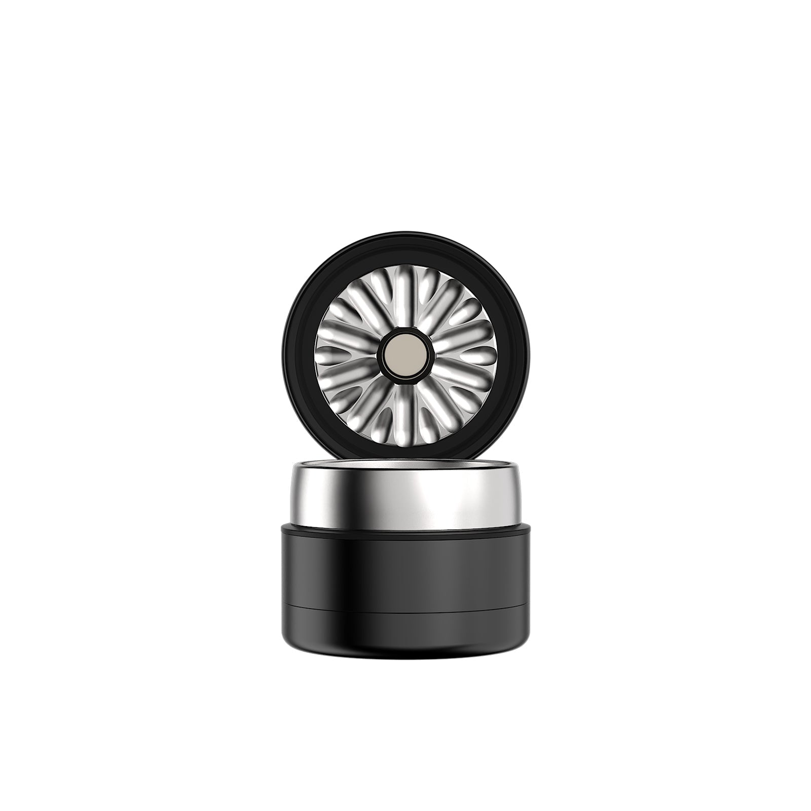 Flower Mill Next Gen Premium Stainless 2 inch grinder in black, open