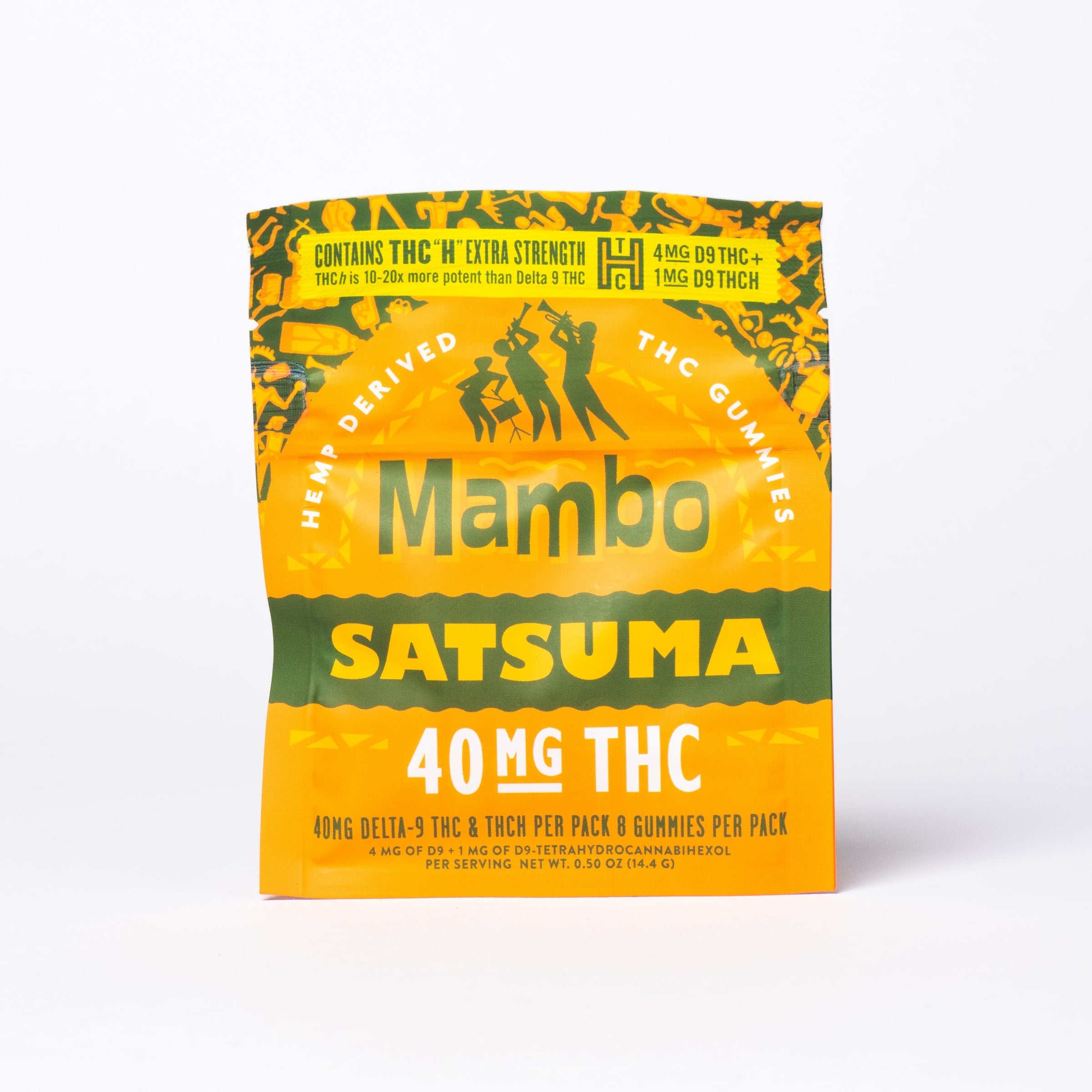 Mambo Satsuma 4mg THC and 1mg THCh gummies pouch front