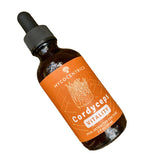 Mycocentrics Cordyceps tincture bottle angled showing front label