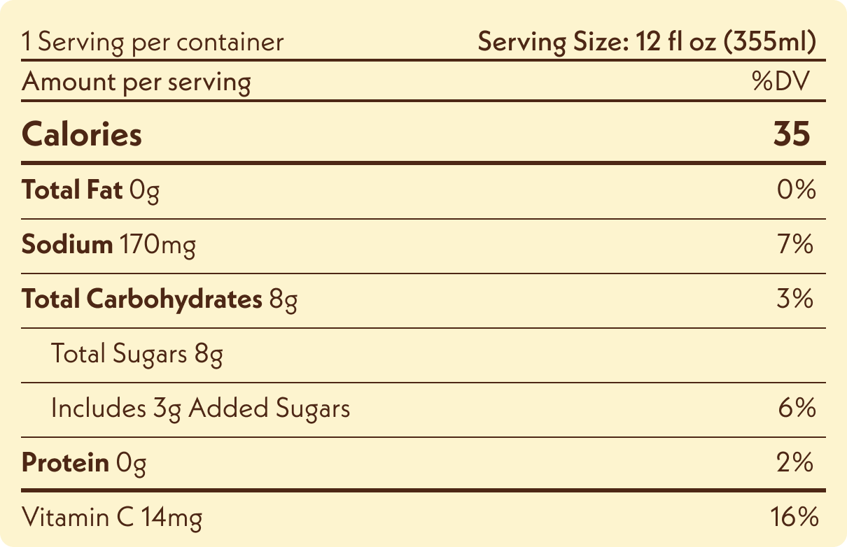 Hiatus Lemonade seltzer nutrition facts panel