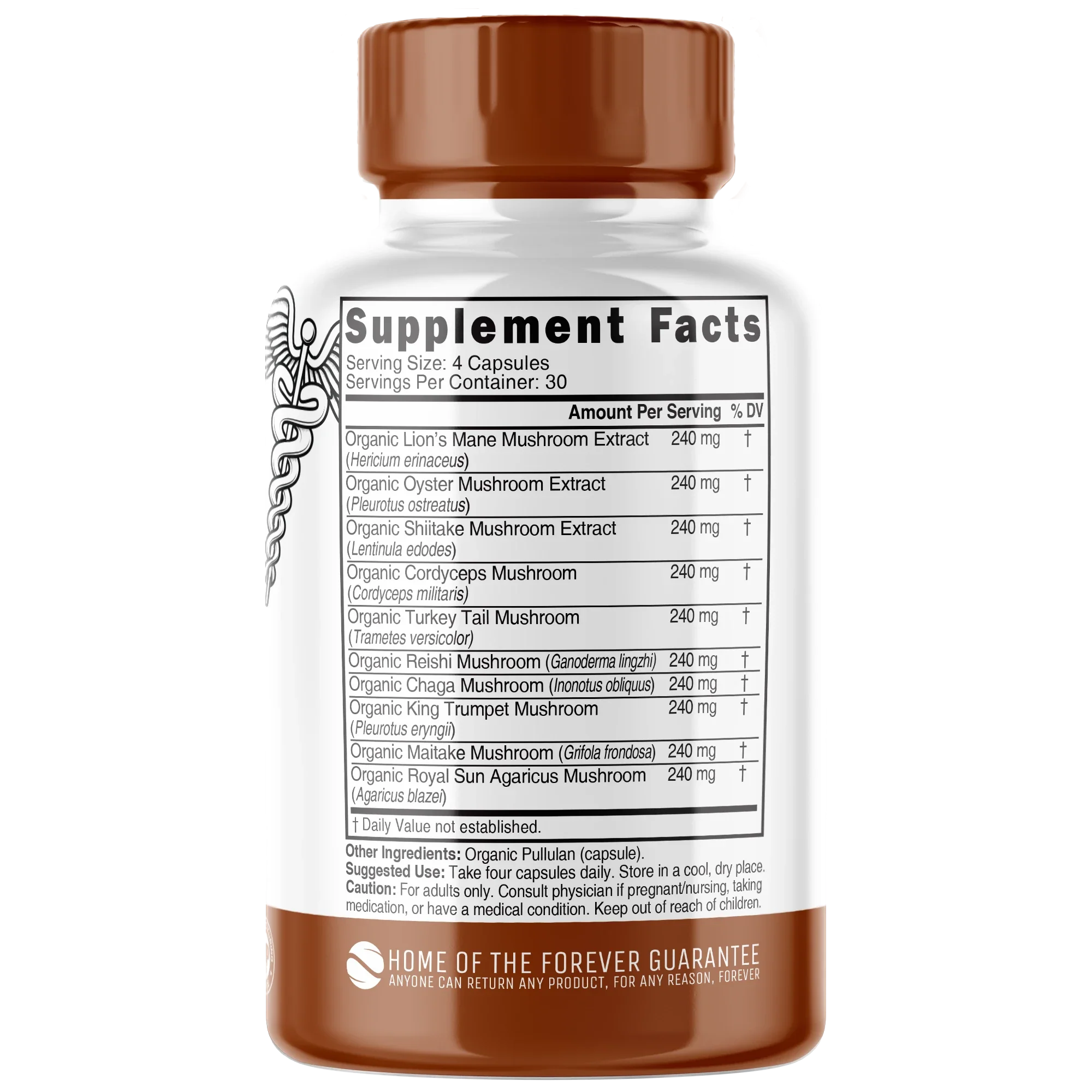 Nutri 10 Mushroom Complex back label