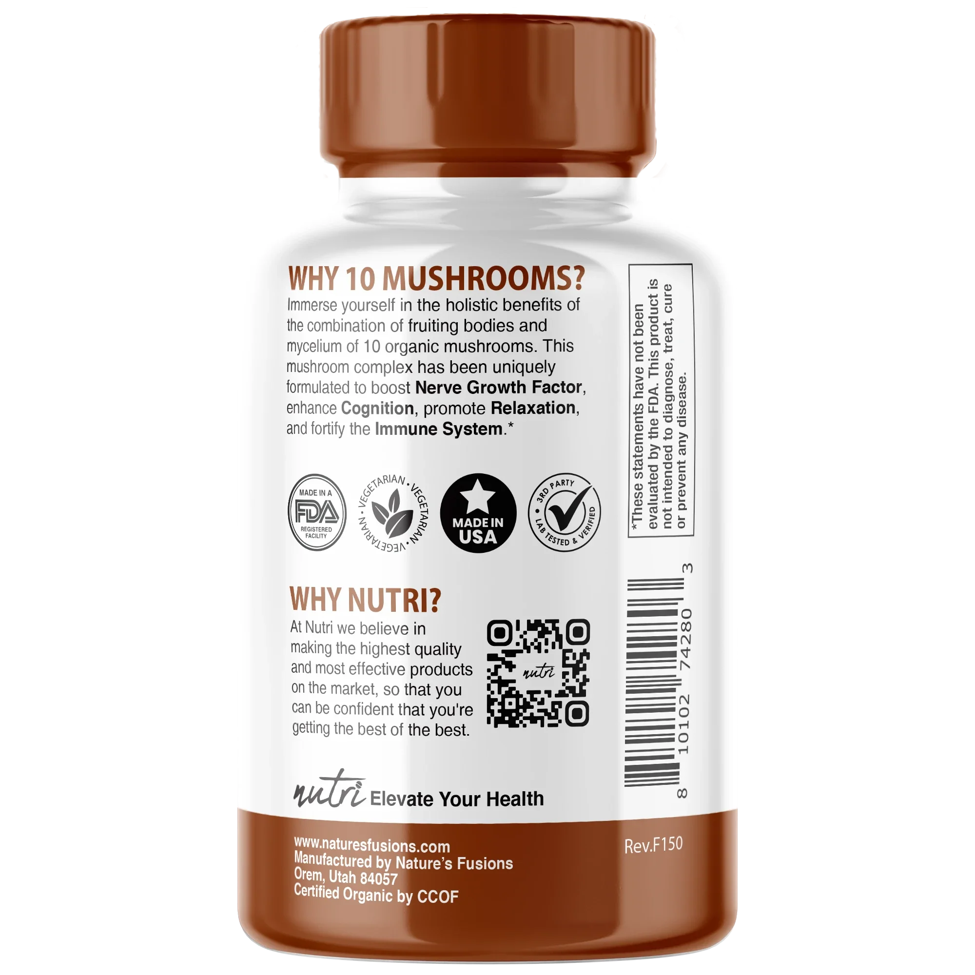 Nutri 10 Mushroom Complex side view