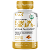 Nutri 1350mg Organic Turmeric Curcumin capsules 90-count front label