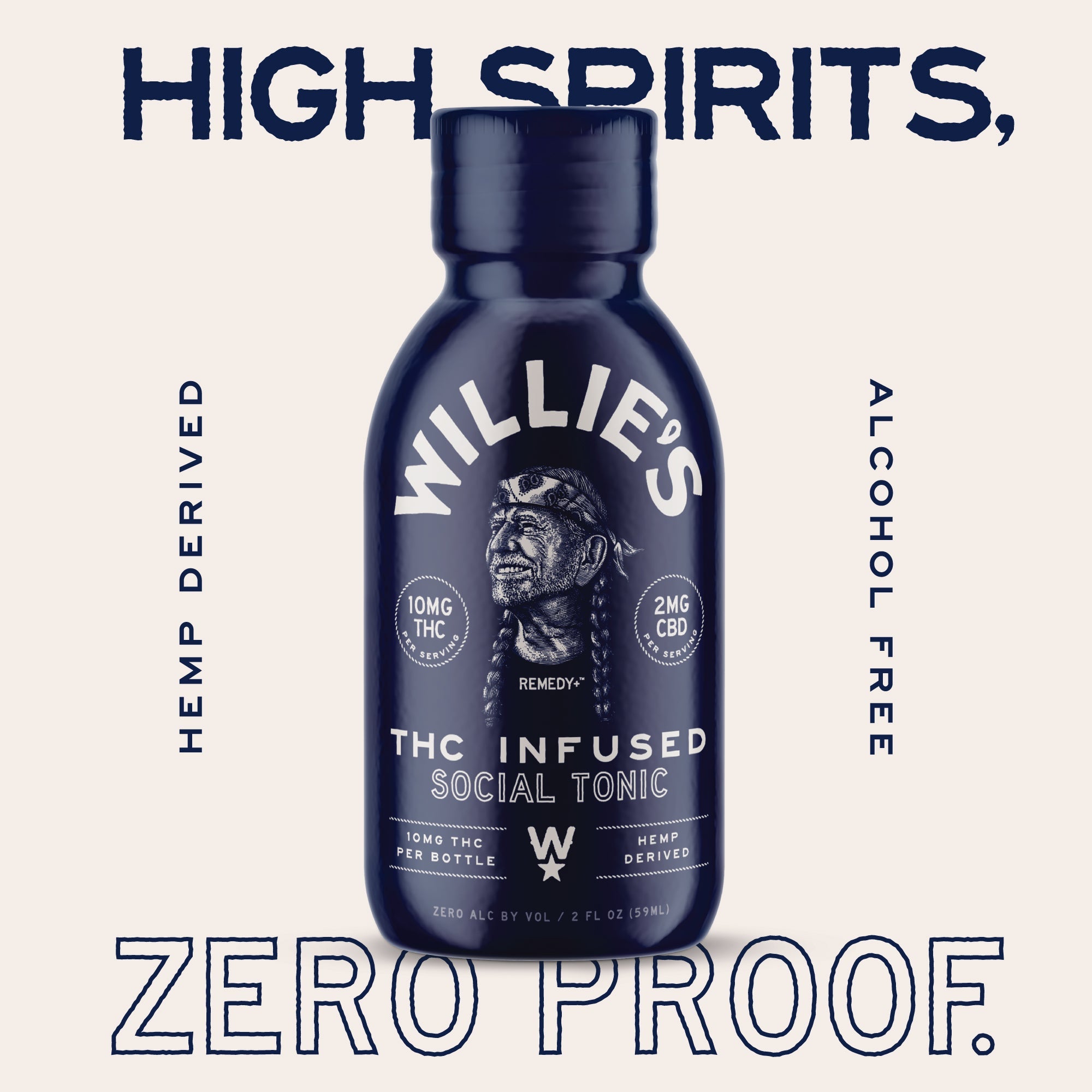 Willie's Remedy THC infused social tonic 10mg THC 2 fl oz bottle