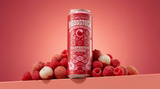 Woodstock Raspberry Lychee 5mg THC CBG seltzer can front of package