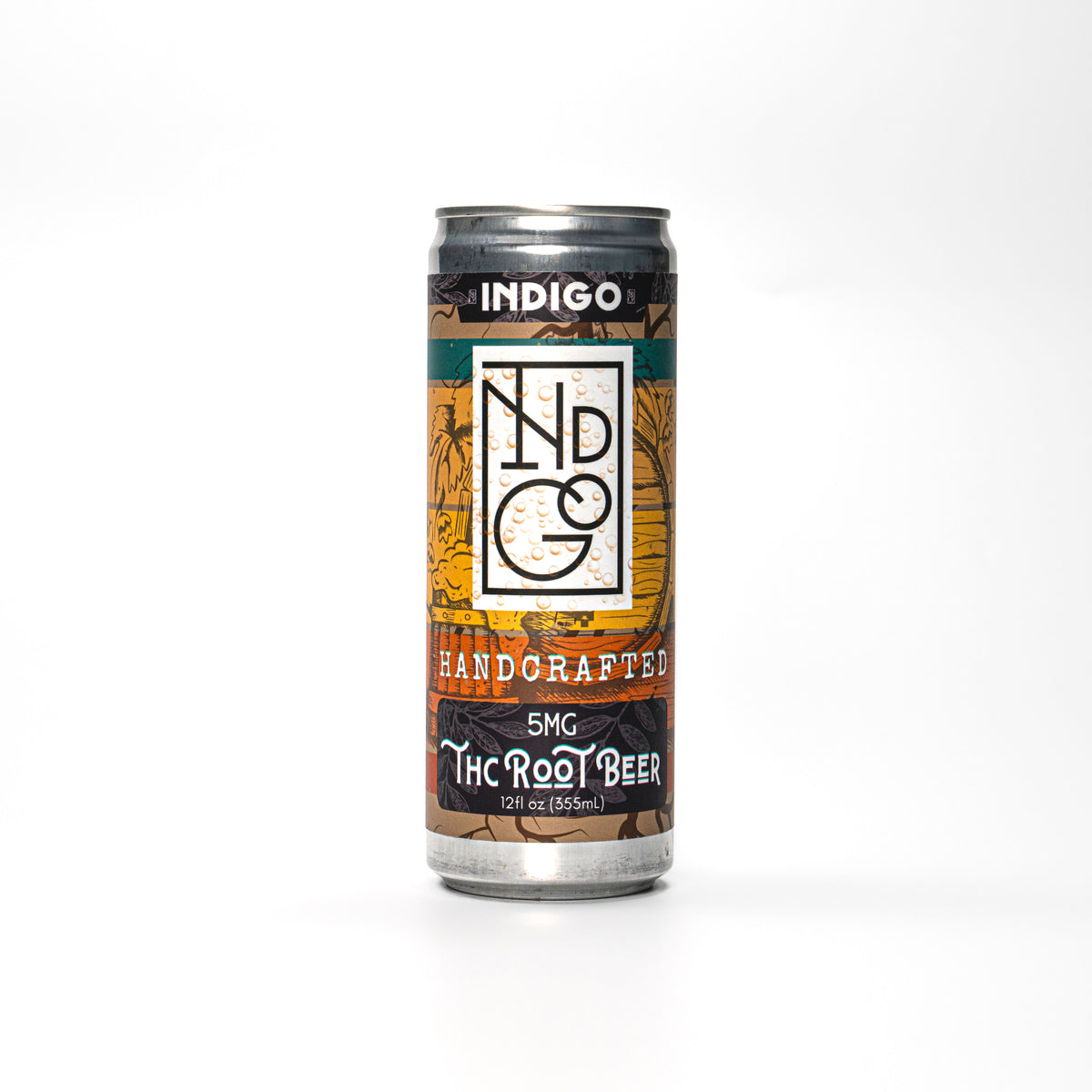 Indigo Handcrafted 5mg THC Root Beer can front