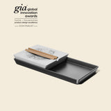 NWTN Roseland Set - marbled concrete ashtray, melamine rolling tray, and brass rolling tool