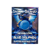 Sacred Journey Blue Dolphin euphoric mushroom tablet electric blue razz one double stack pouch