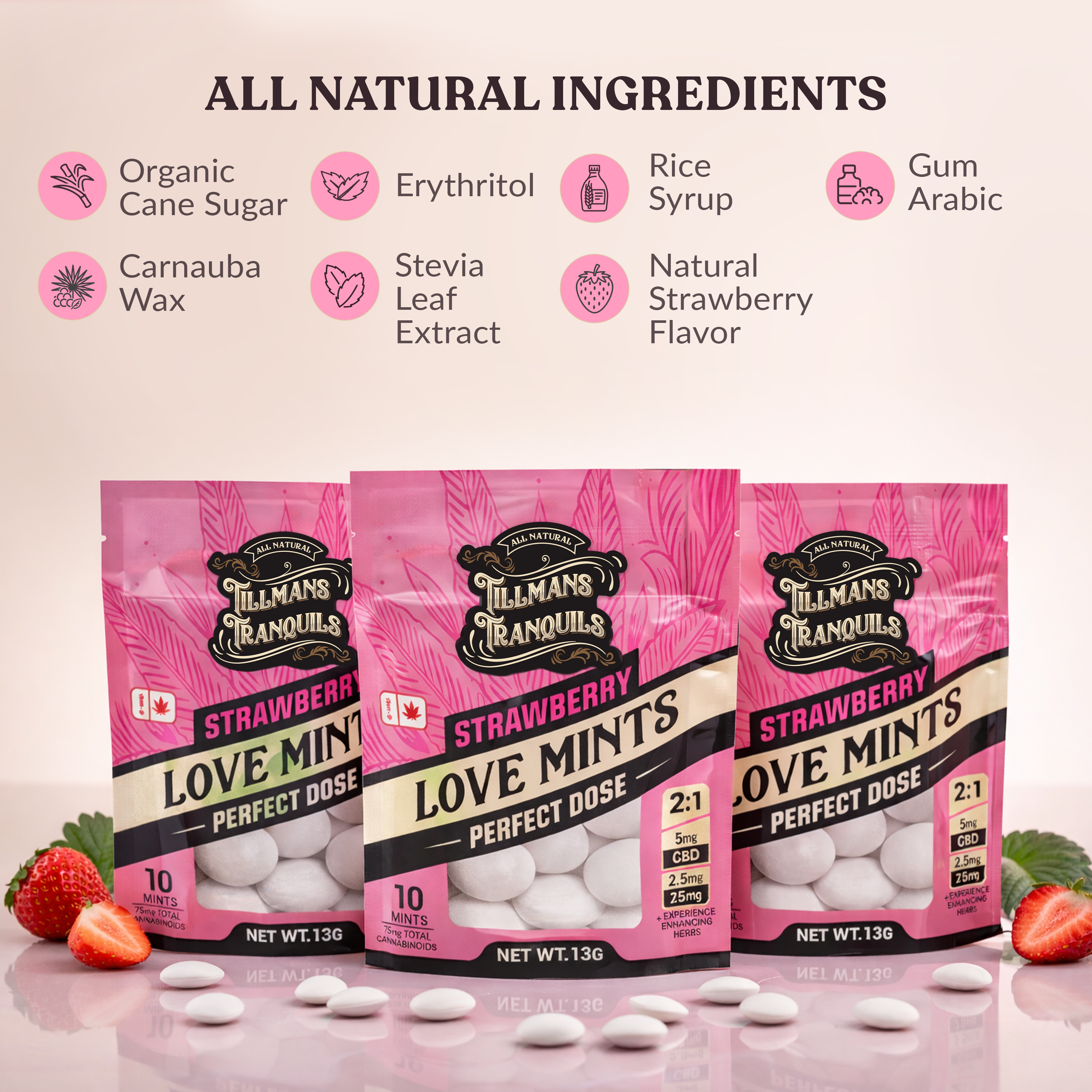 Tillmans Tranquils 2.5mg THC+5mg CBD Mints | Love (10ct)