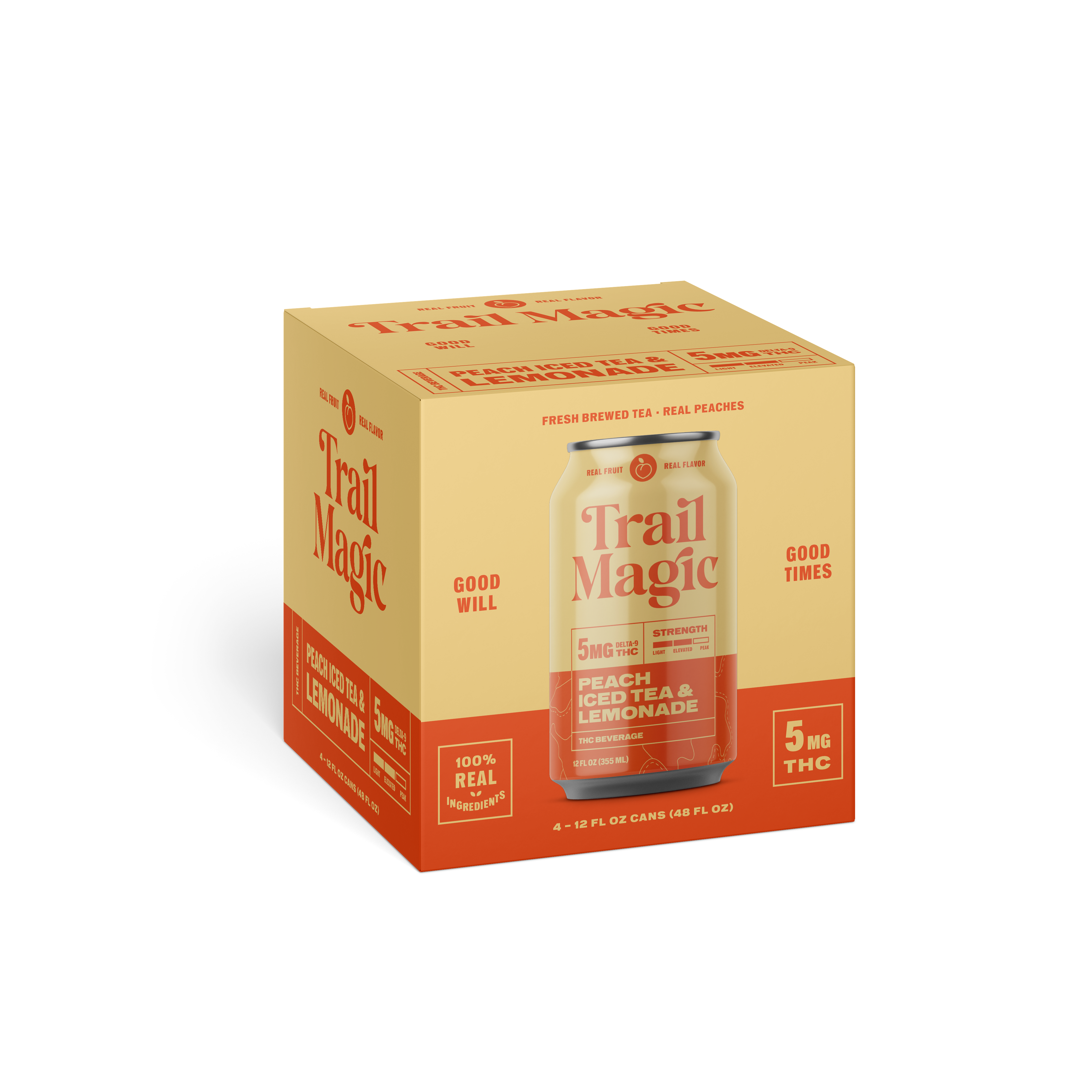 Trail Magic Peach Iced Tea and Lemonade 5mg THC beverage 4-pack with 12 fl oz can